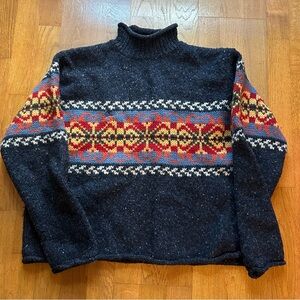 Newton Trading Co Sweater Womens Dark Gray Large Marbled Fair Isle Vintage